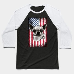 Patriotic Chihuahua American Flag Baseball T-Shirt